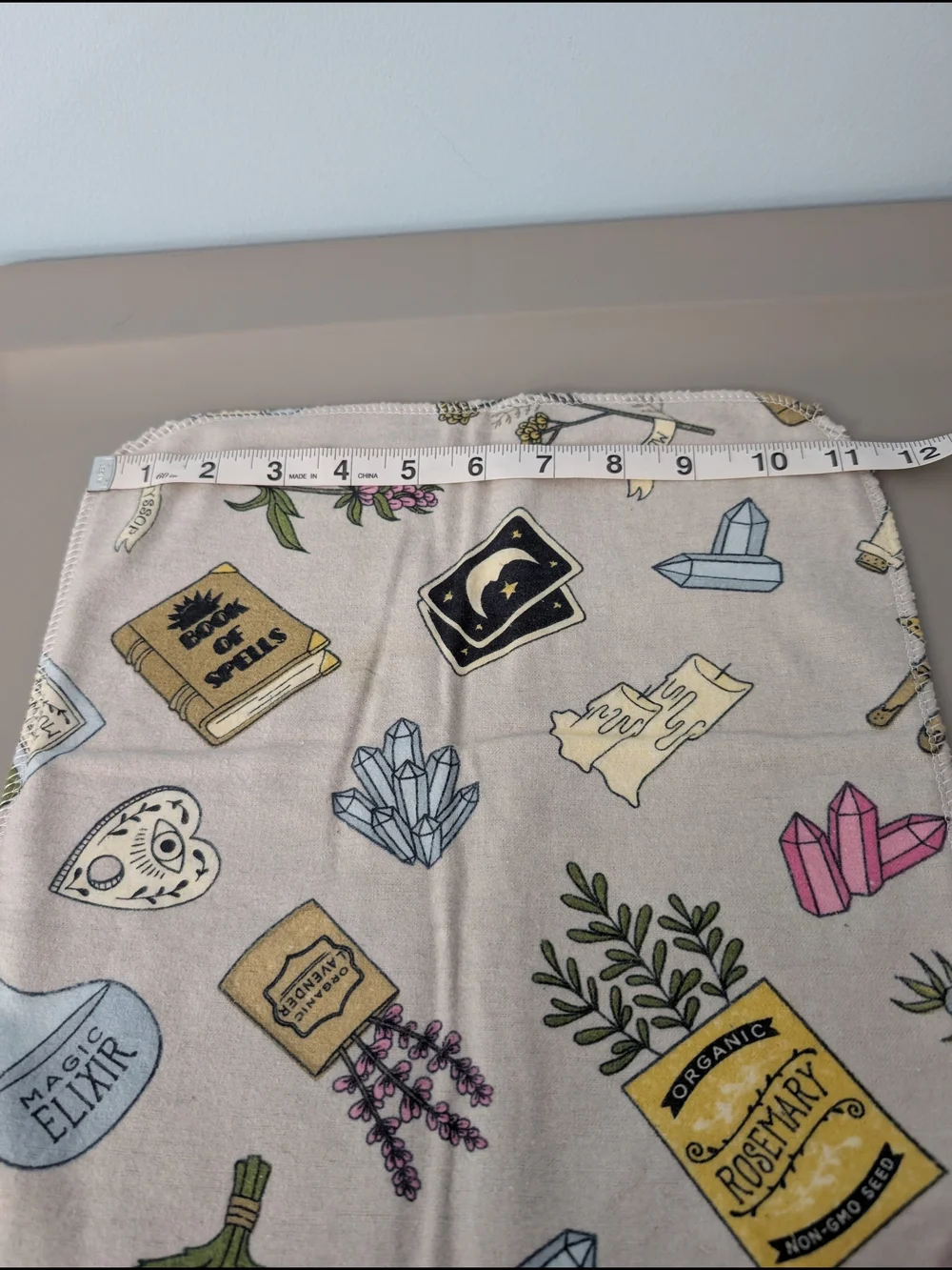 Set Of 4 Hand Crafted 100% Cotton Botanical Spell Print Wash Cloths
